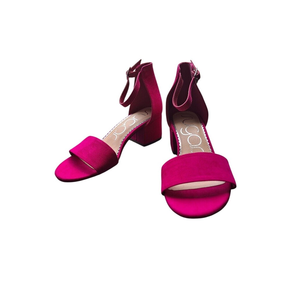 Sugar Women’s Noelle Dress Sandals Size 5.5M Pink Fuschia Microsuede Block Heel